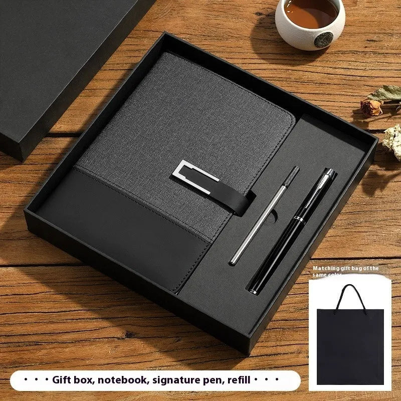 A5 soft PU leather business notebook in brown, black, green, red, or blue with gift box option
