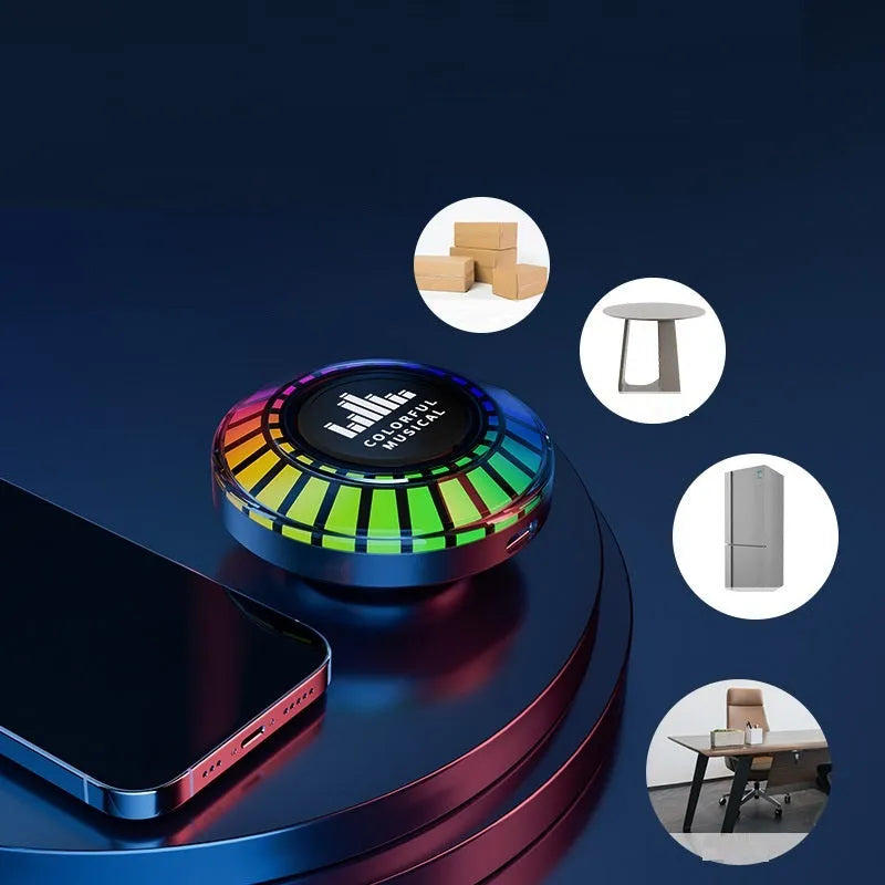 Compact square voice-controlled Bluetooth ambience lamp projecting polar lights