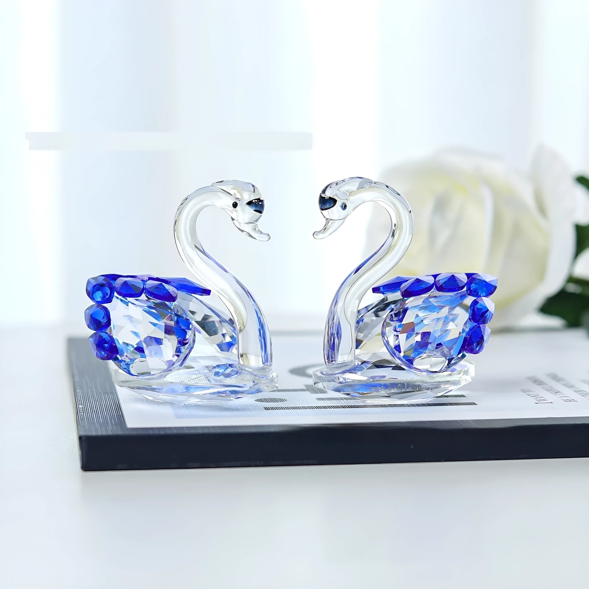 White crystal swan desktop decoration in modern simplicity style with colour options
