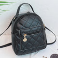 Girls' embroidered Korean style small hard backpack in black, shown with sandwich pocket.