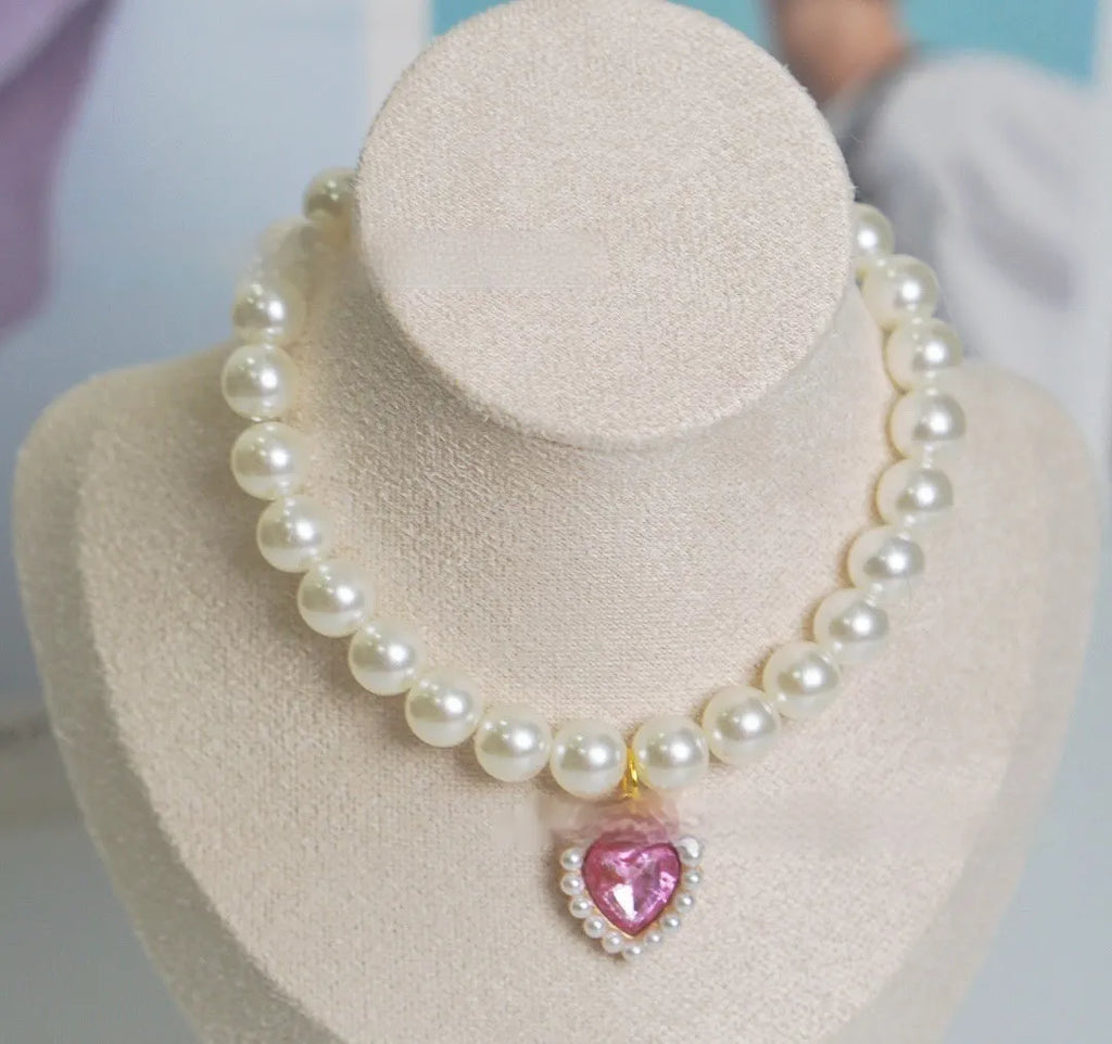 Plastic alloy resin pearl necklace cat collar in multiple colours and sizes