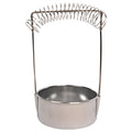 Silver stainless steel oil painting pen washer with a spring clip for holding brushes.