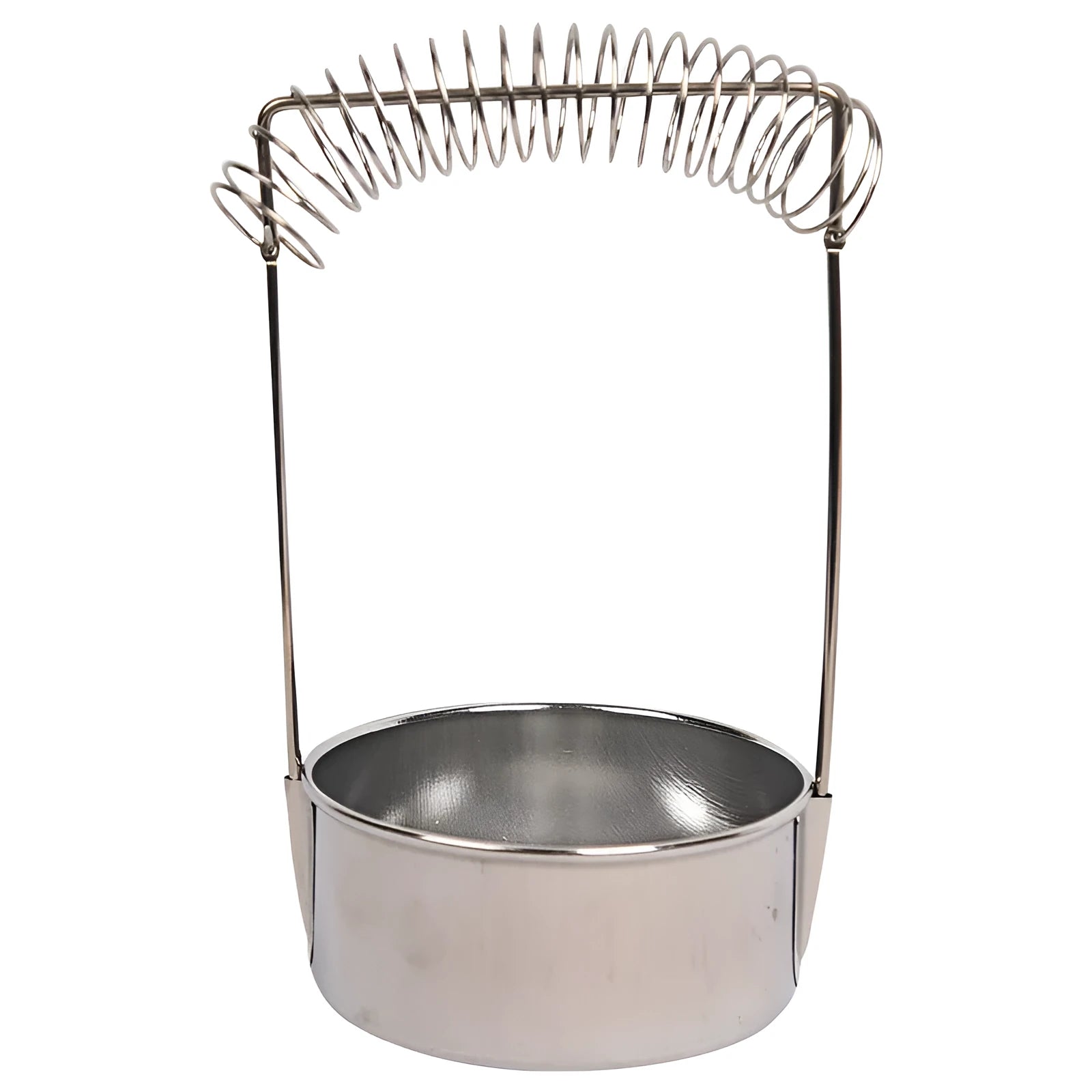 Silver stainless steel oil painting pen washer with a spring clip for holding brushes.
