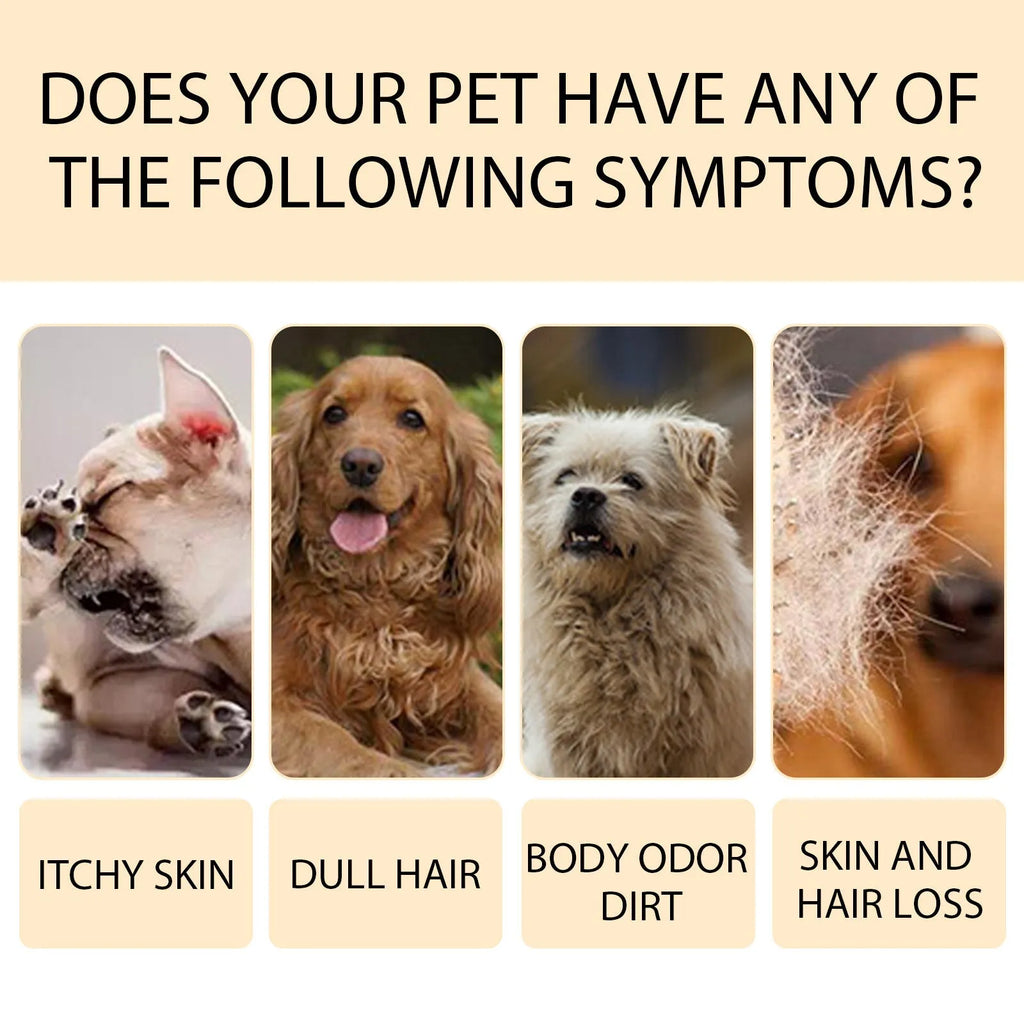 Mild dog shampoo bottle for softening hair and detangling, available in 100ml and 300ml sizes