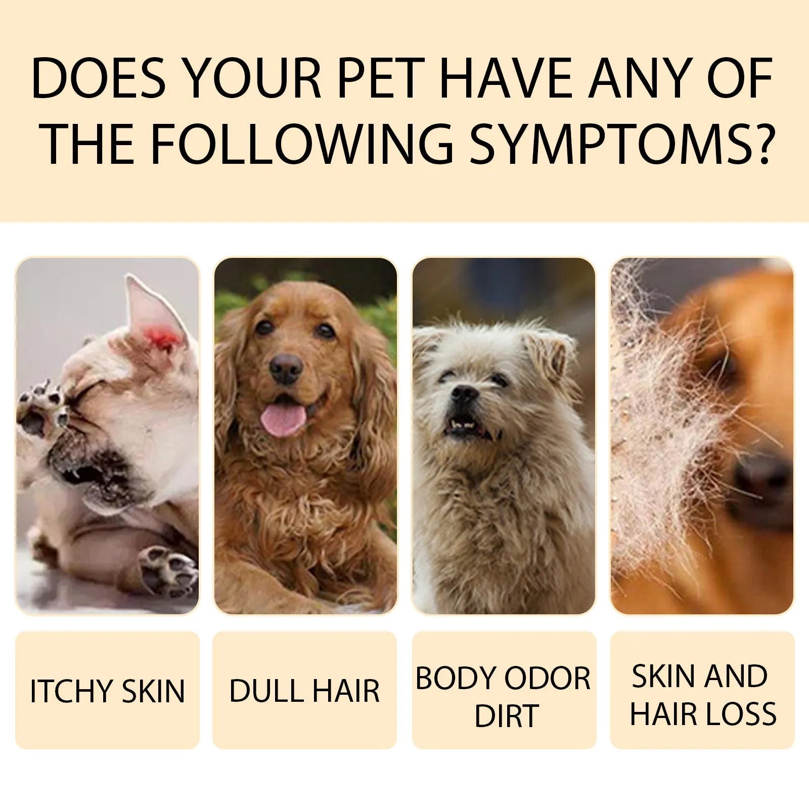 Mild dog shampoo bottle for softening hair and detangling, available in 100ml and 300ml sizes
