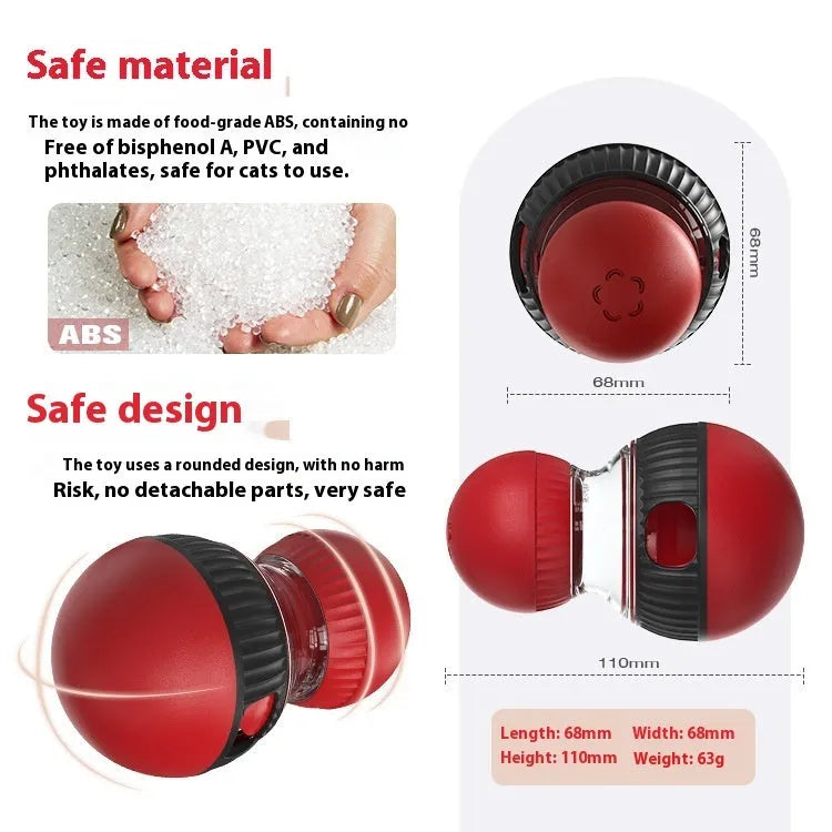Colourful plastic rotating cat toy with a super ball and sound mechanism
