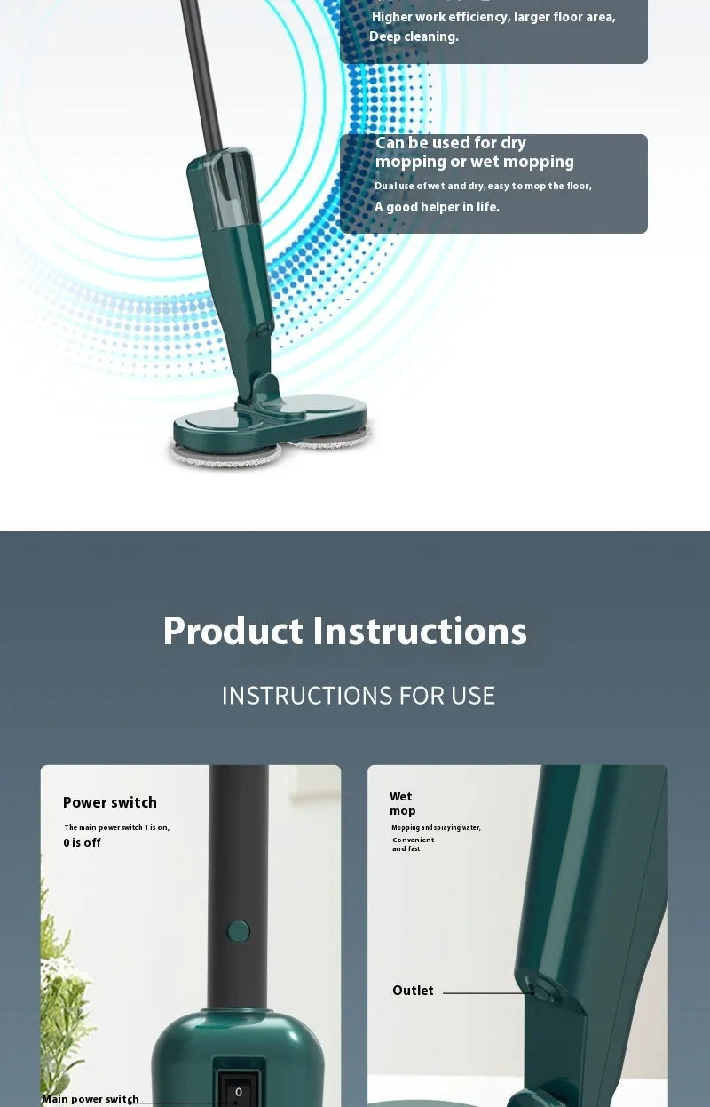 Wireless sweeping and mopping all-in-one machine in S5 Green colour with separate washbasin.