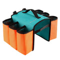 Black and blue orange double-sided bicycle drink holder bag with 2-litre capacity.