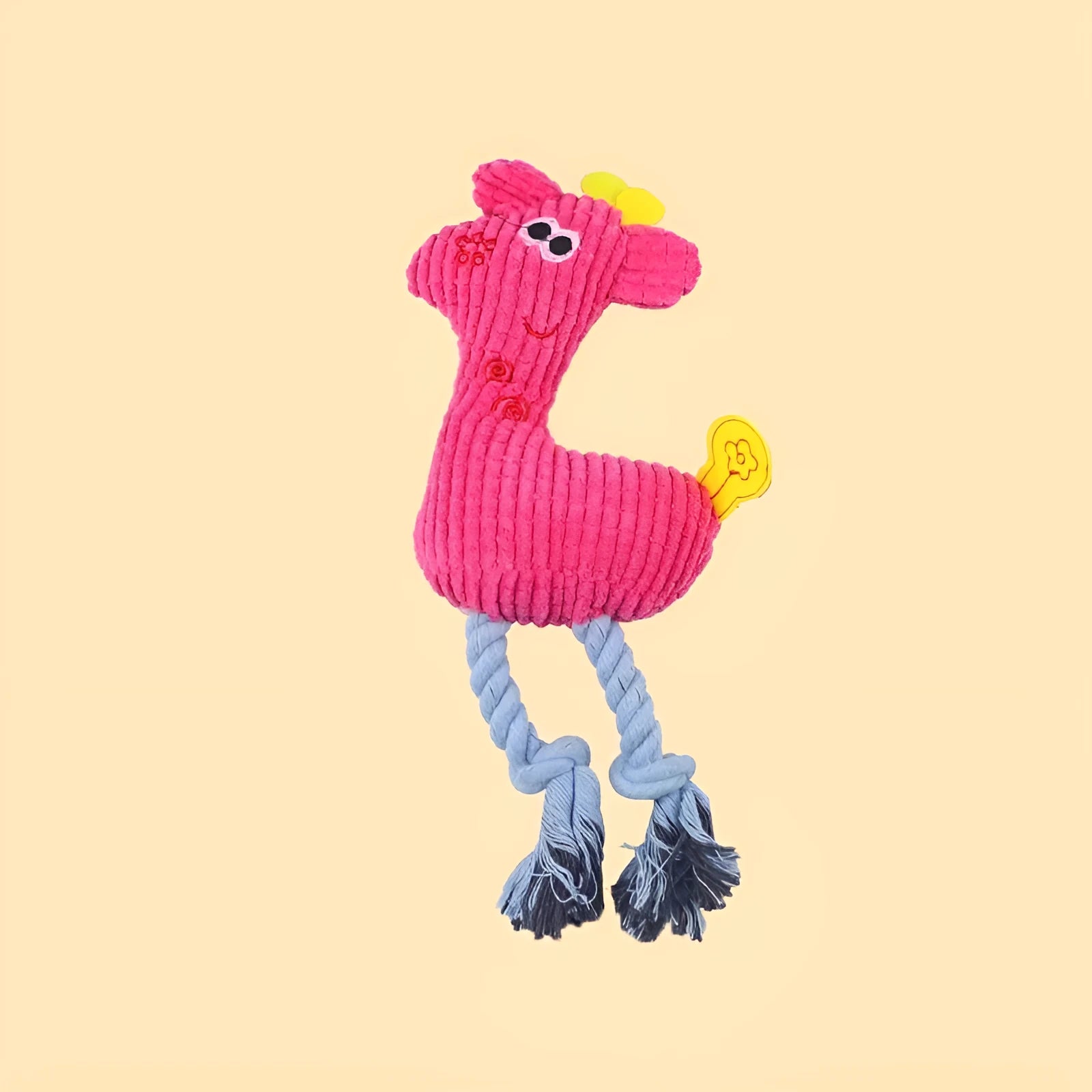 Deer-shaped plush dog toy with corn grain texture in blue colour with squeaker sound