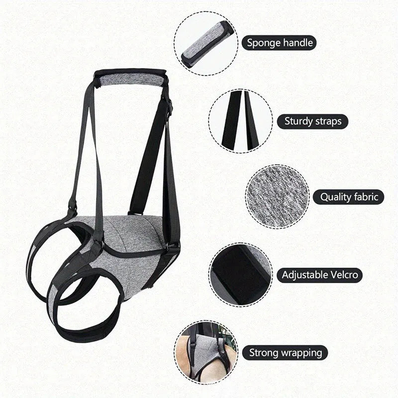 Medium grey neoprene dog rear leg recovery belt for 46-52cm waist measurements