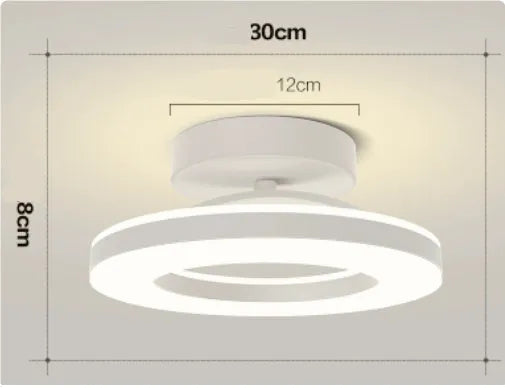 Modern minimalist ring ceiling lamp LED in black finish, 20cm diameter for hallway