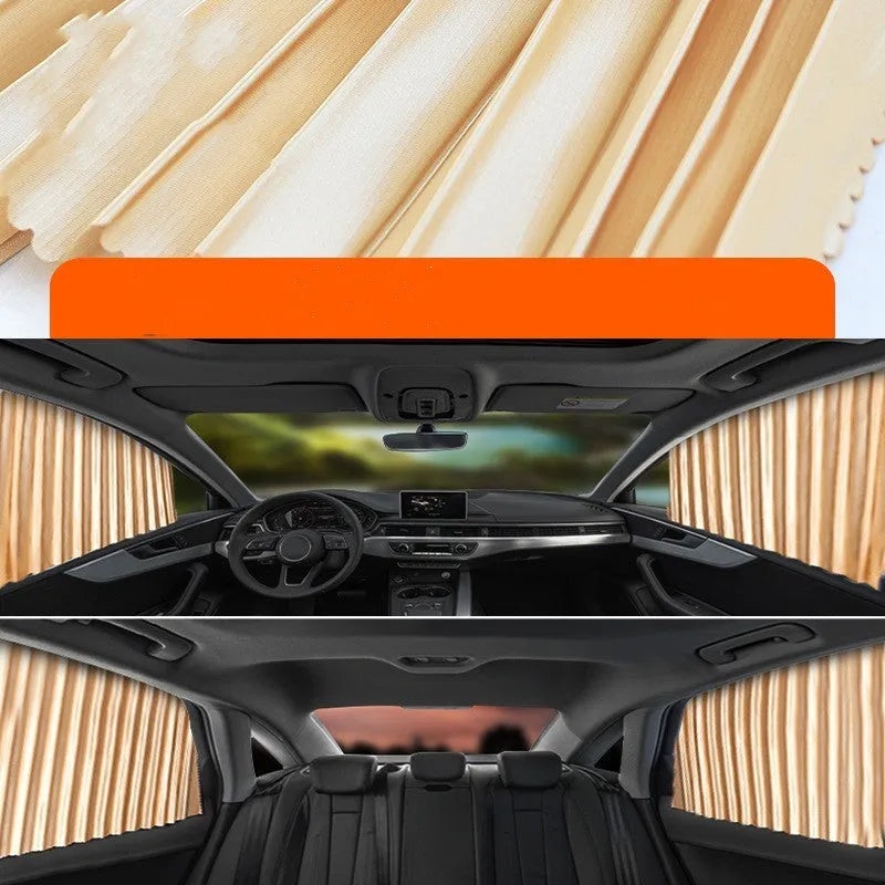 Auto retractable roller shutter car sun curtain in black, gold, or silver for window sun protection