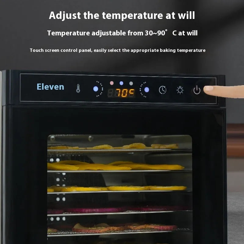 Stainless steel fruit dehydrator with visual skylight window and multiple drying trays