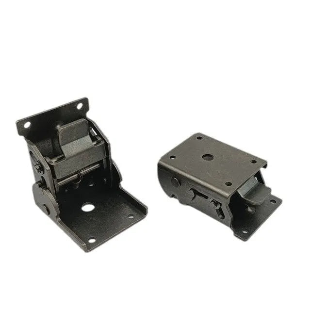 Furniture foot corner folding hinge in nickel silver finish for cabinet doors