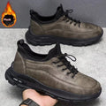 Men's black waterproof sneakers with fleece lining and synthetic leather upper