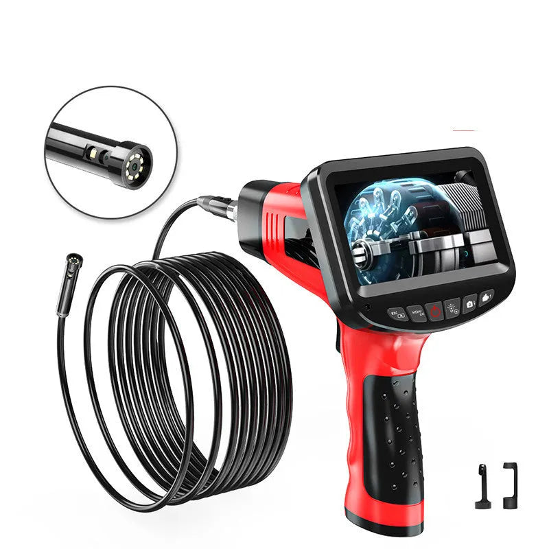 8.5mm dual-lens endoscope inspection camera with hard wire cable and memory card.