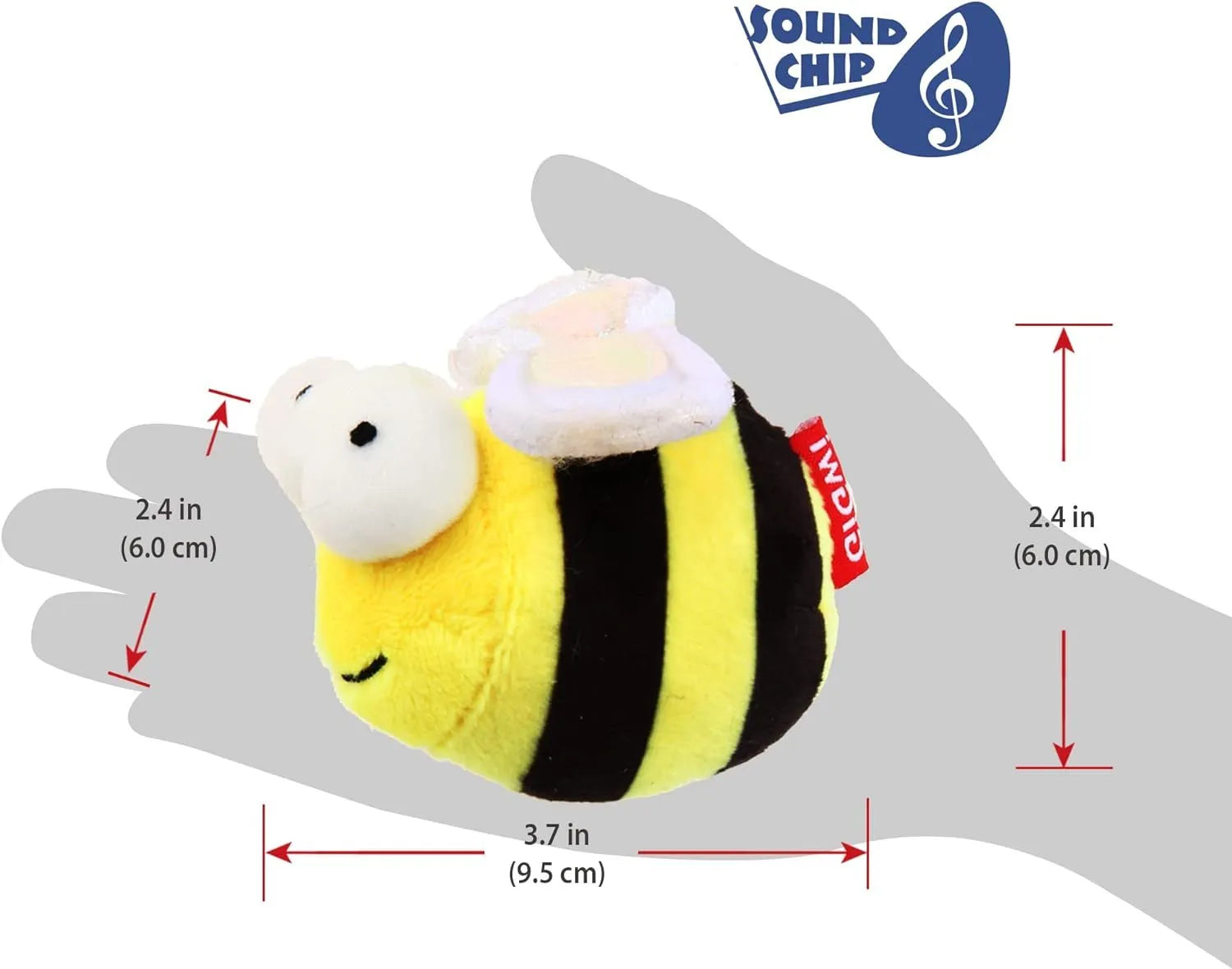 Yellow flannelette bee-shaped electronic cat toy with motion-activated chirping sound.
