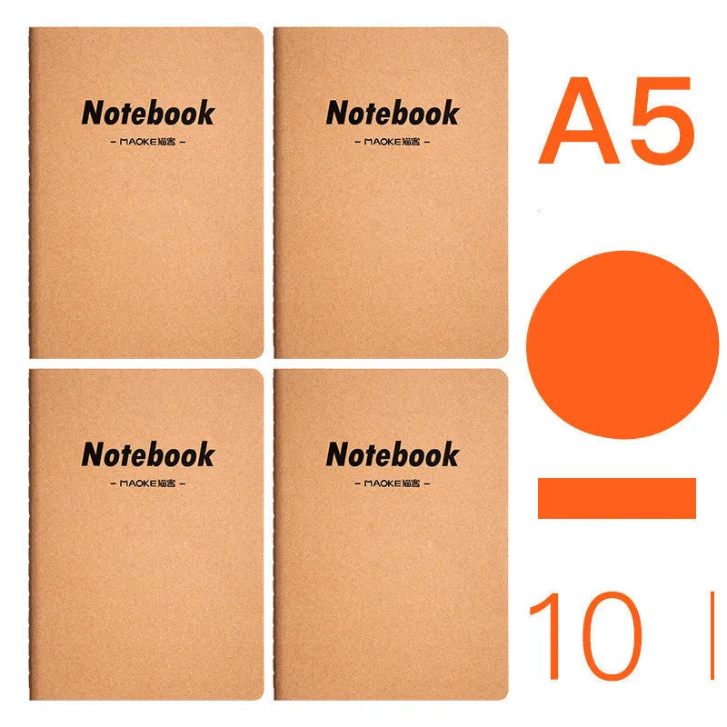 Ten soft cover thread-bound notebooks in A5 and B5 sizes with various designs