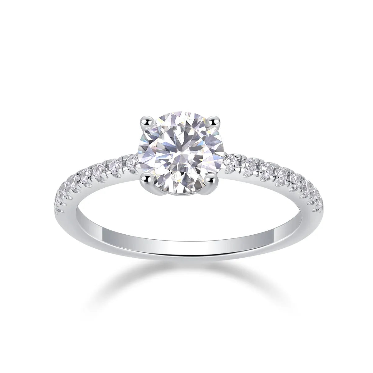 Moissanite wedding ring set with platinum-plated S925 silver band and GRA certificate in a gift box