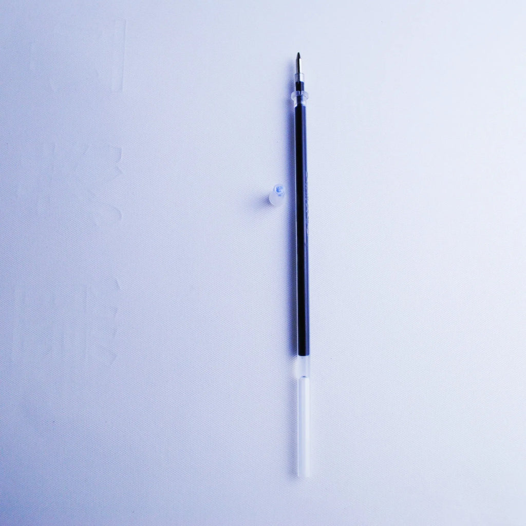 Household portable ink pen set with 0.5mm blue tip, plastic body, and eight refill cores