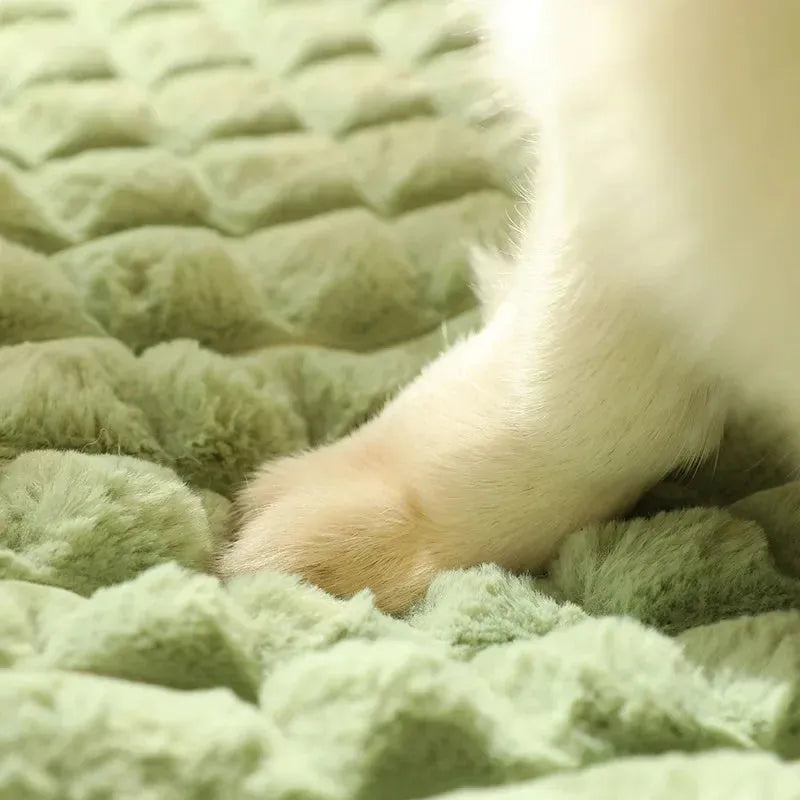 Washable fluffy fleece dog bed mat with memory foam filling in grey colour