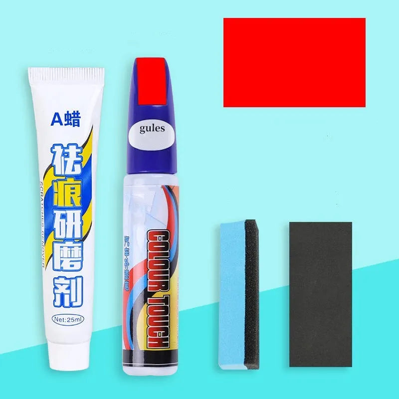 Automotive paint repair pen scratch repair fluid 4-piece kit with touch-up paint pen and accessories