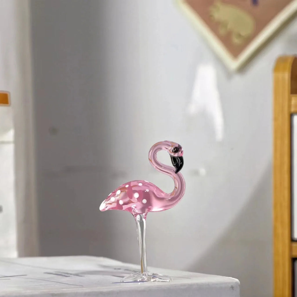 Pink crystal flamingo decorative ornament in modern style on table