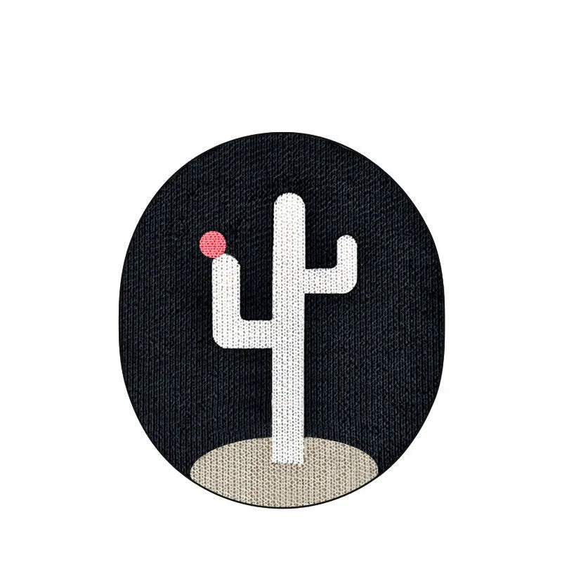 Wall mounted cat scratch pad with black cactus design, 35x44cm corrugated cardboard with catnip