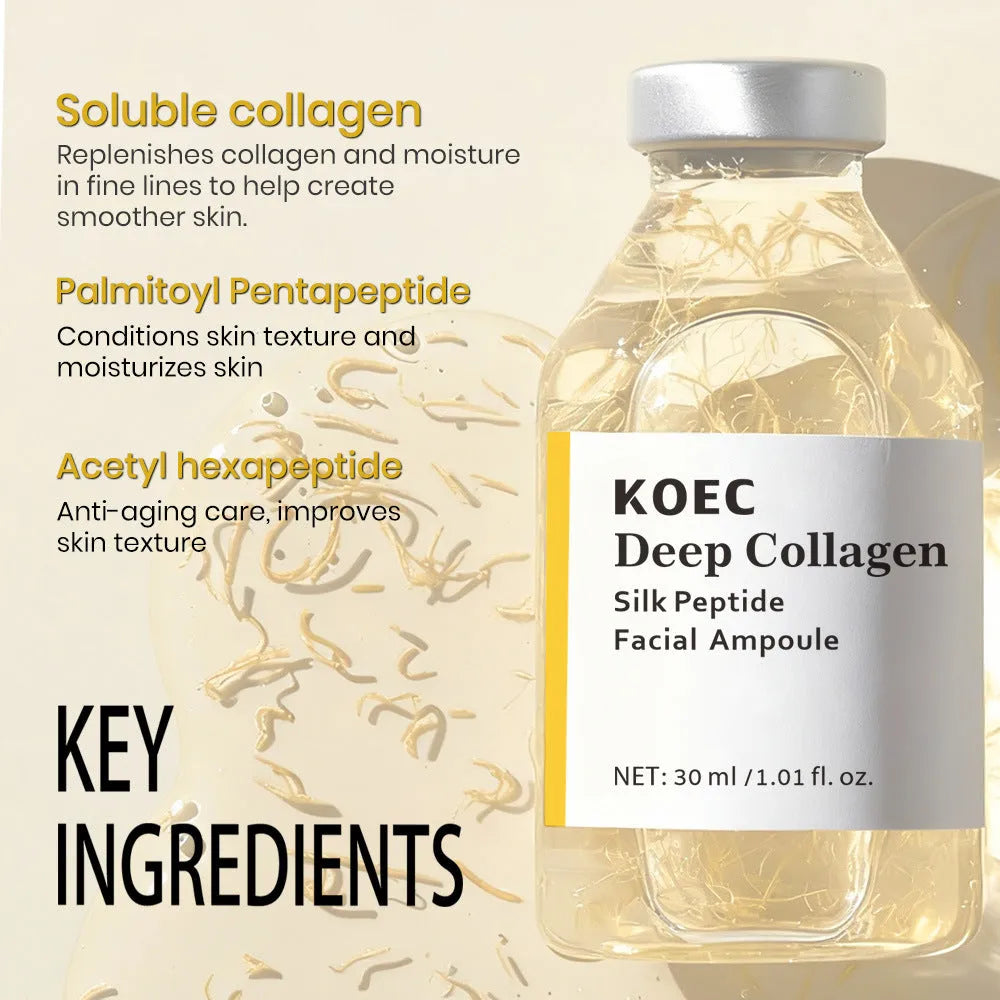 30ml collagen polypeptide ampoule needle solution in a clear glass bottle with dropper