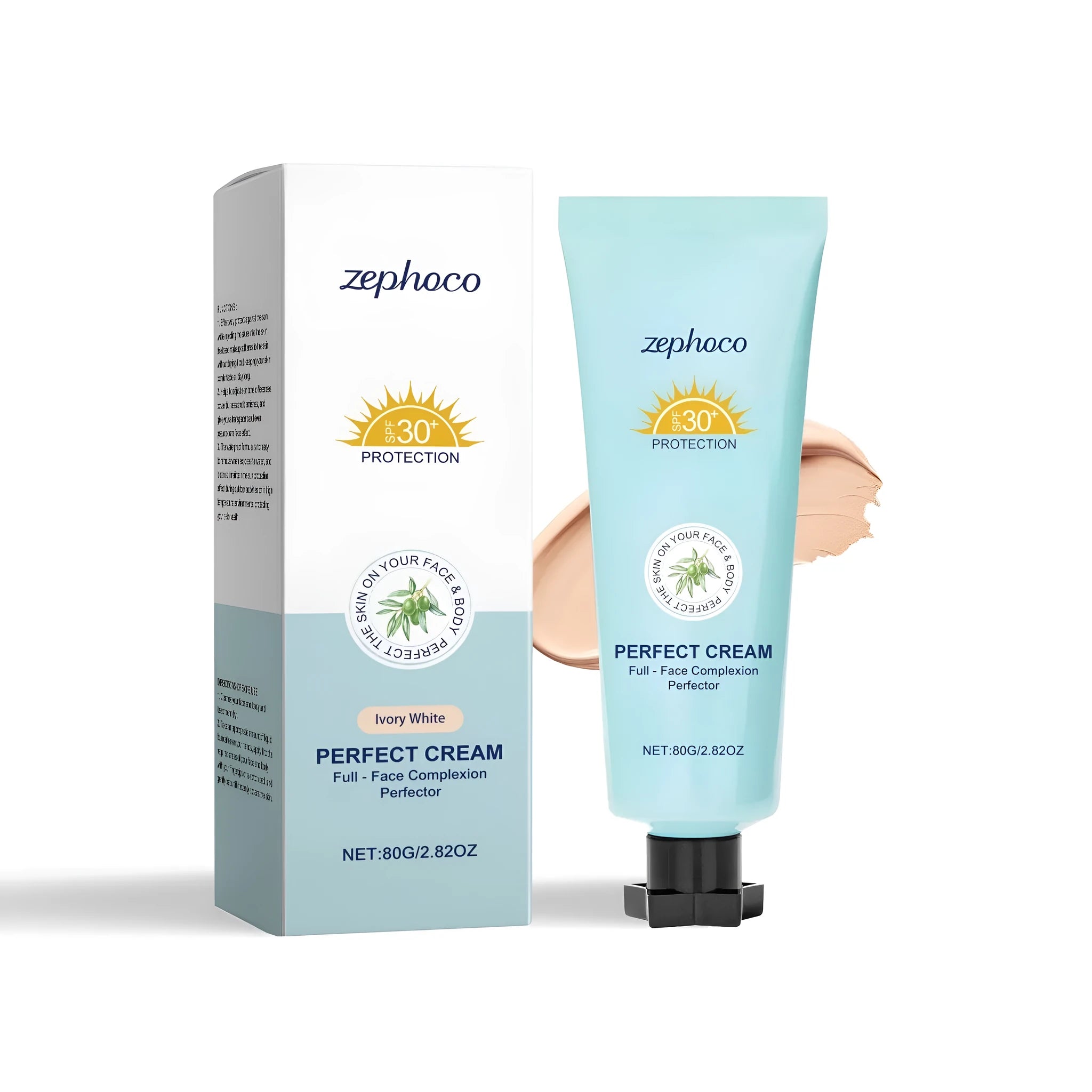 Bottle of curdling sunscreen moisturising liquid foundation in Dark Skin, Ivory White, and Natural Colour shades