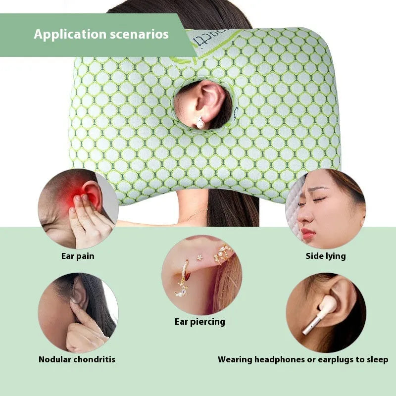 Chinese style single hole ear pillow for beauty salons in Boer Grey colour, showing dimensions of 39 by 28 cm.