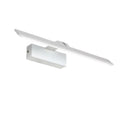 White frameless LED mirror headlight for bathroom vanity with tri-colour dimmable lighting.