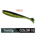 Two-tone T-tail soft plastic fishing lure for mandarin fish and topmouth culter, 7 cm length