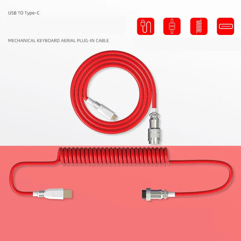 Type-C detachable mechanical keyboard navigation cable in multiple colours with USB connector