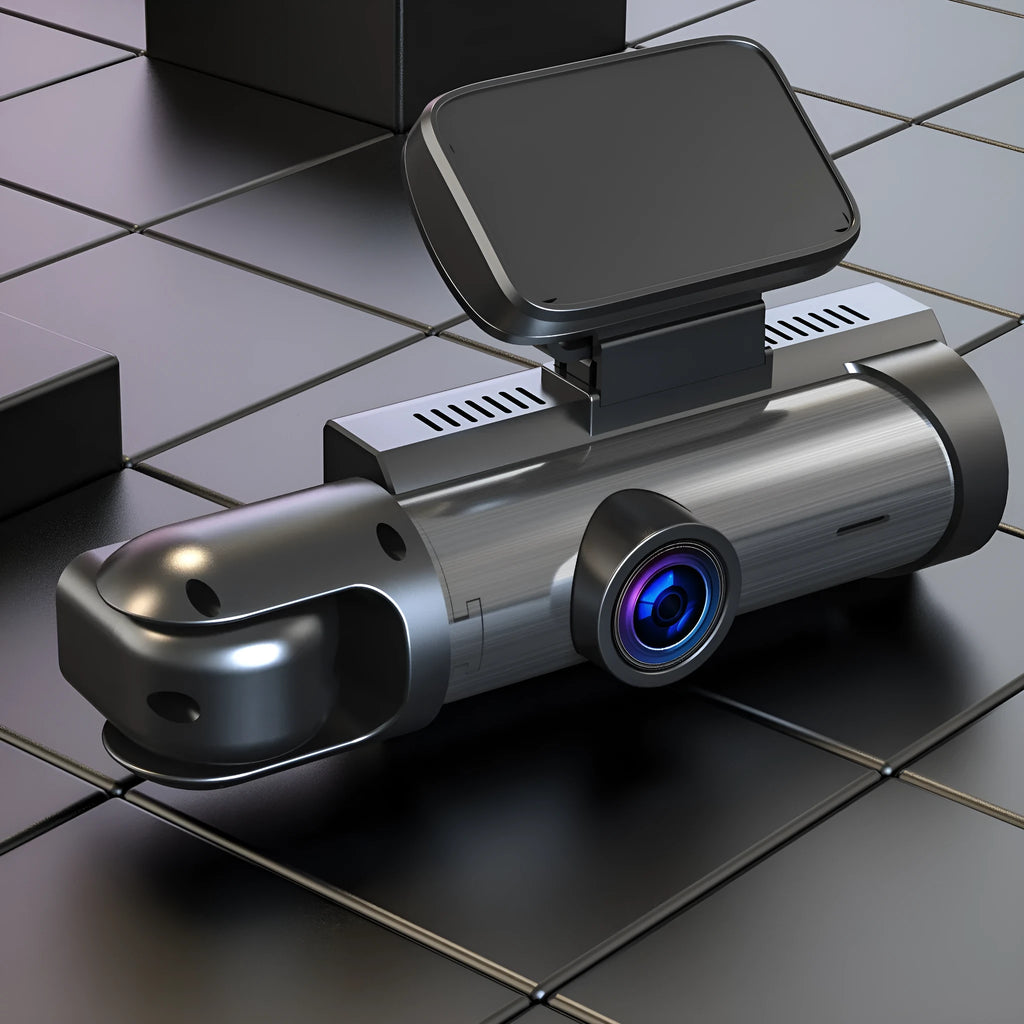 Dual-lens HD driving recorder with 3.5-inch screen mounted in vehicle