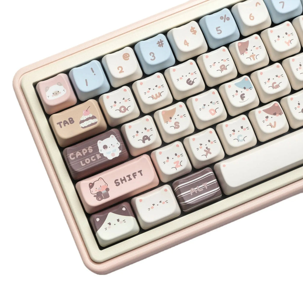 High Sea Salt Cat themed PBT keycap set showing 26 keys and optional 7u space bar supplement