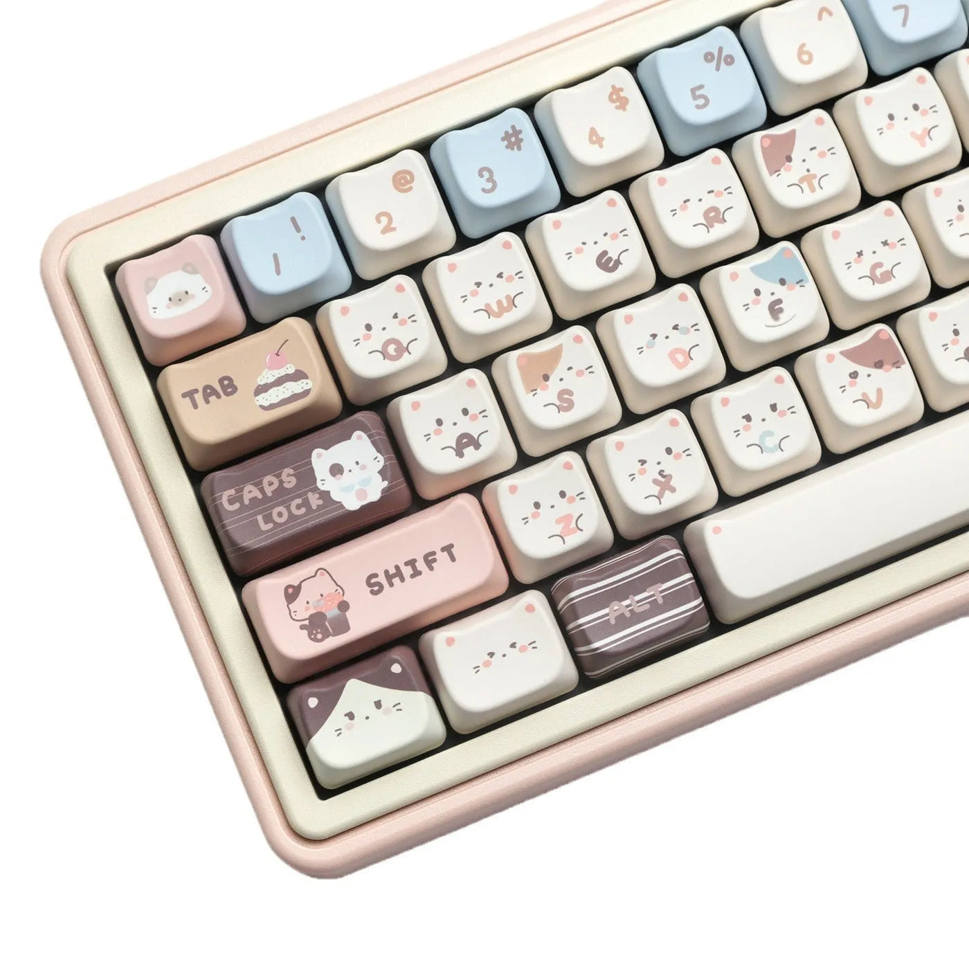High Sea Salt Cat themed PBT keycap set showing 26 keys and optional 7u space bar supplement