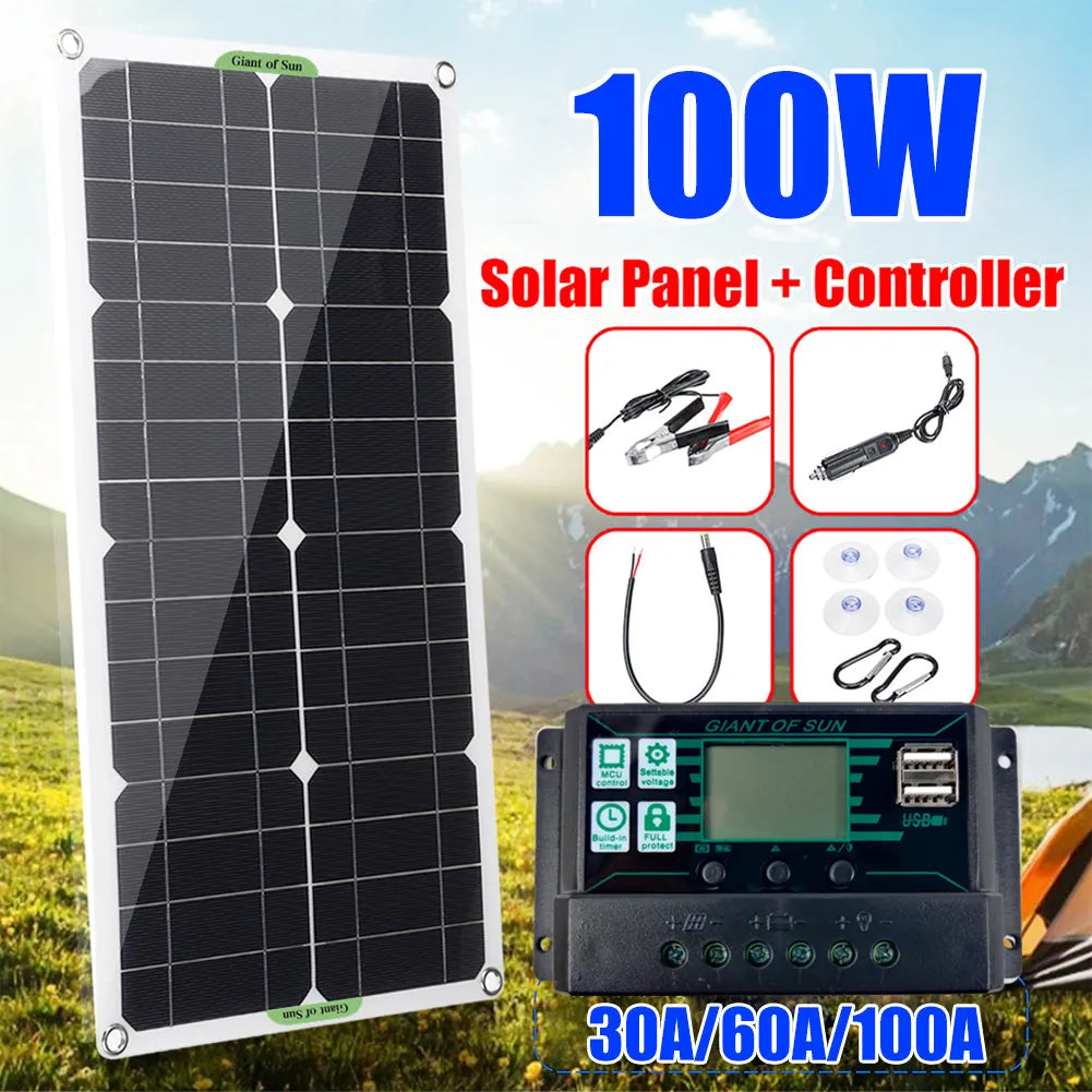 30W semi-flexible solar charging panel with USB output for outdoor device charging