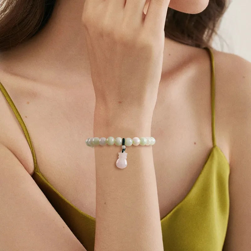 Ice jade colour flower-shaped 8mm bracelet with traditional Chinese national style design