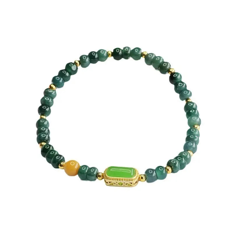 Natural stone blue water jade abacus beads bracelet with mixed gemstones for women
