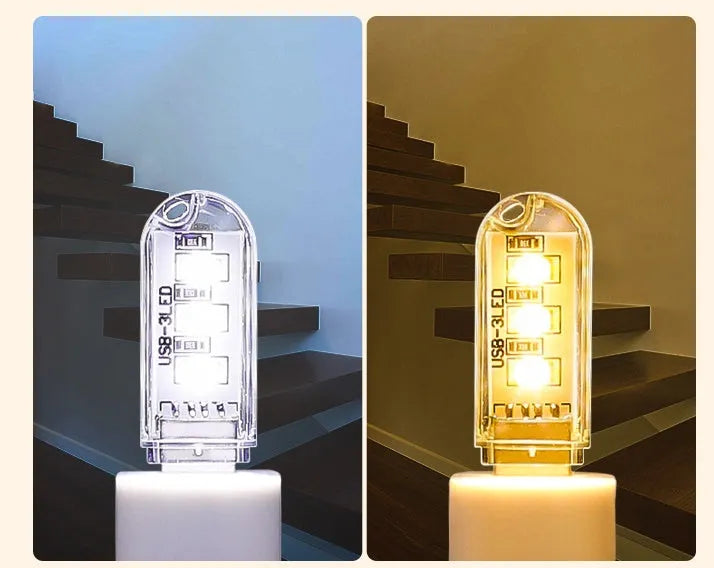 USB-powered LED baby night light with PC housing in 6cm compact size for nursery rooms