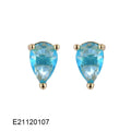 Gold-plated drop earrings with a pear-shaped candy-coloured zircon stone on a copper base.