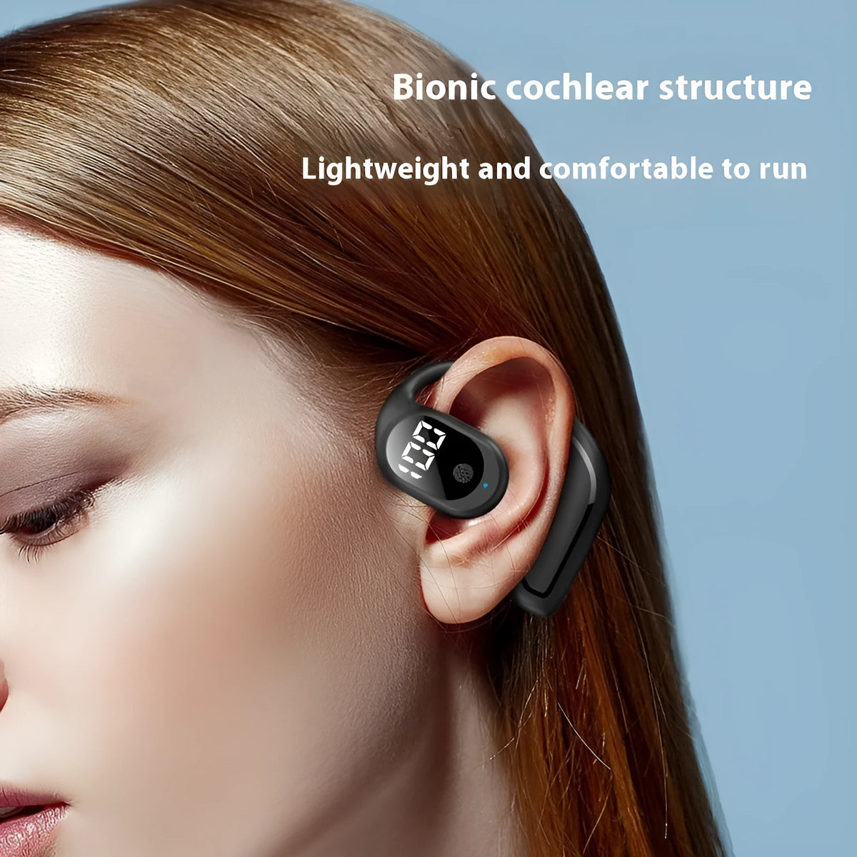 Wireless single-ear headset with ear hook in black, 39x42x24mm, PC ABS build