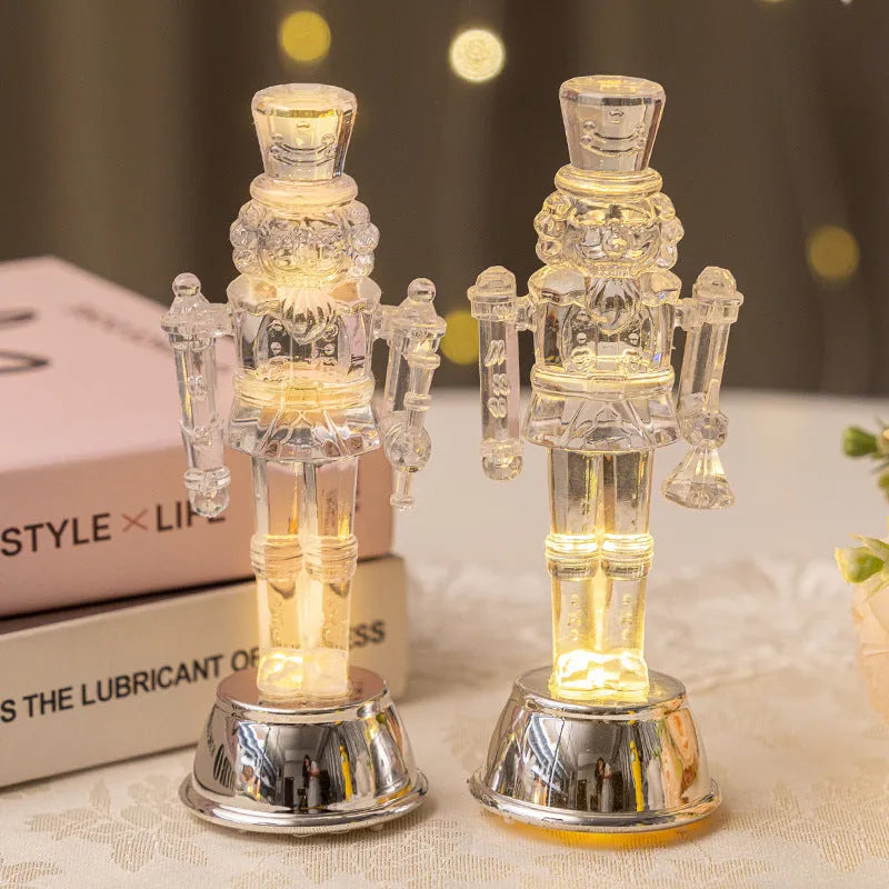 Transparent plastic walnut soldier nutcracker Christmas ornament in one of four available styles.