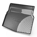 Black carbon fibre pattern TPE car boot liner mat for vehicle cargo protection.