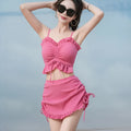 Women's milk silk bikini swimsuit in split style available in pitaya red, yellow, or black