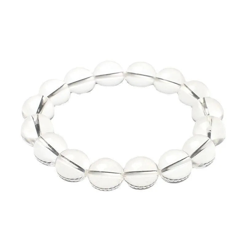 Natural Donghai old materials white crystal bracelet with round beads in five sizes from 6mm to 14mm