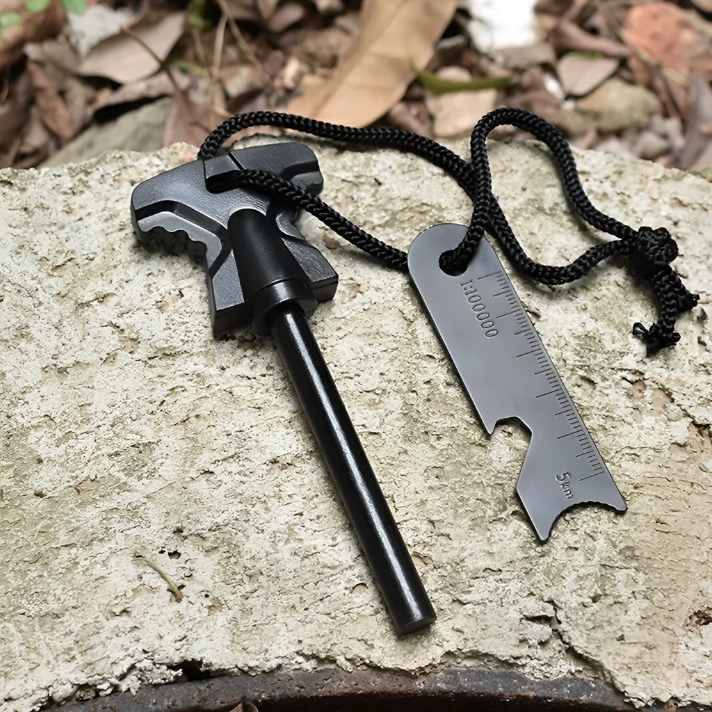 Butterfly-shaped point firestone with integrated stainless steel bottle opener survival tool