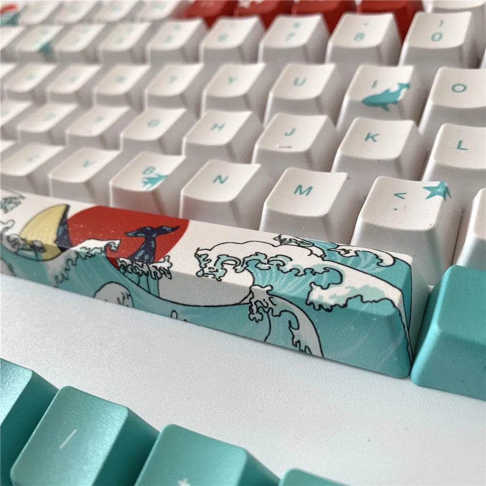 Coral Sea themed PBT keycap set with five-sided dye sublimation for Xiao Yan mechanical keyboards