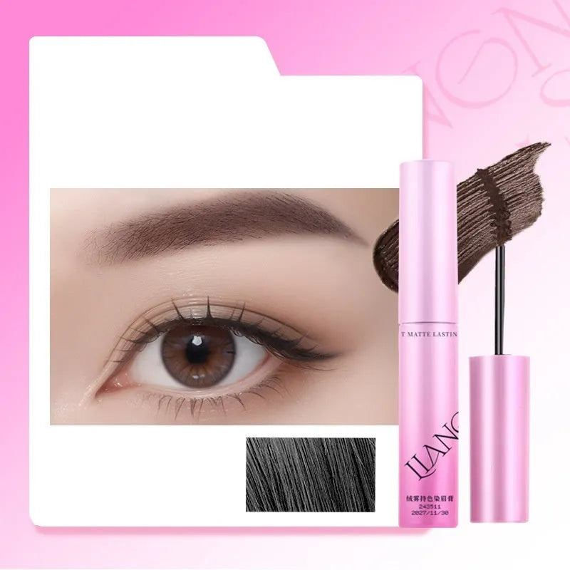 Eyebrow cream container showing velvet formula in four neutral shades for natural brow definition